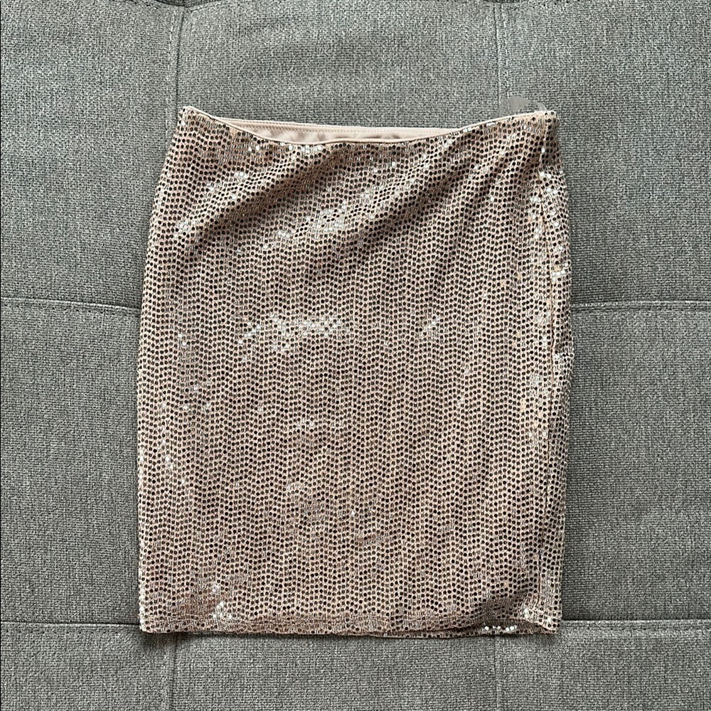 Sequin Embellished Tan Skirt